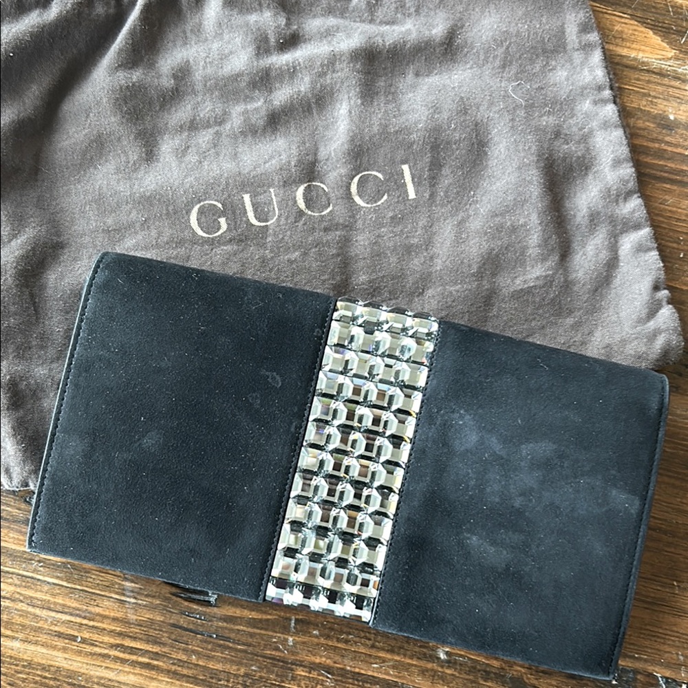 Gucci Black Clutch with Silver Accents
